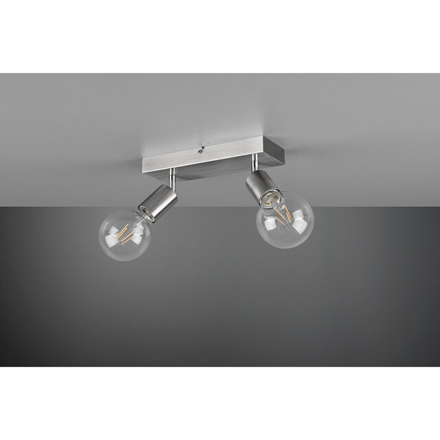 HLW LED LED Plafondspot - Trion Zuncka - E27 Fitting - 2-lichts - Rechthoek - Mat Nikkel - Aluminium HLW LED LED Plafondspot - Trion Zuncka - E27 Fitting - 2-lichts - Rechthoek - Mat Nikkel - Aluminium
