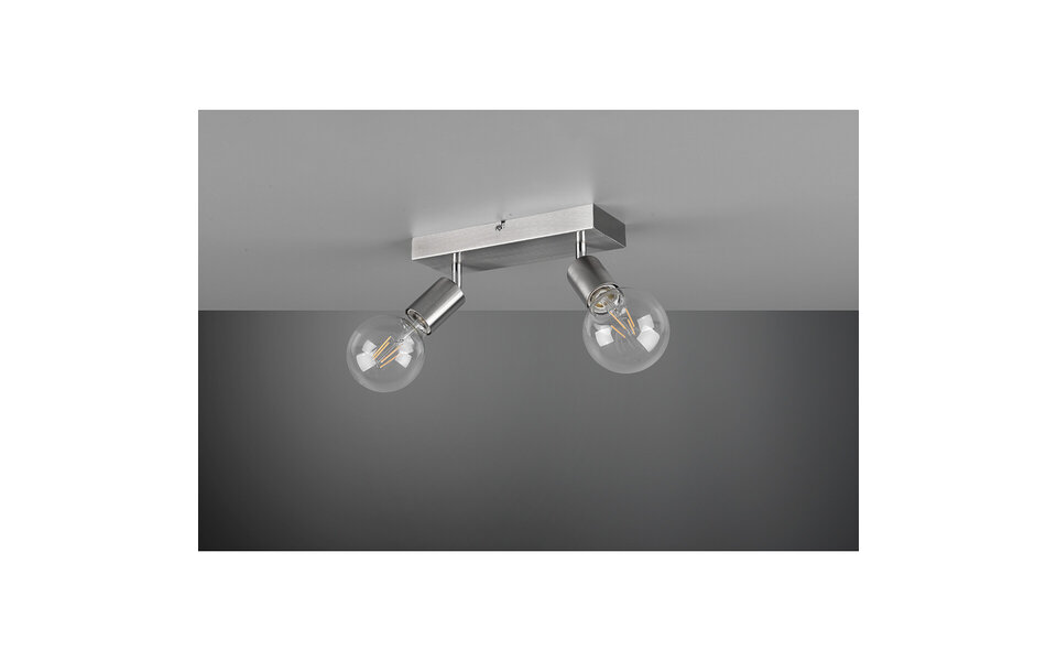 HLW LED LED ceiling spotlight - Trion Zuncka - E27 fitting - 2 lights - Rectangular - Matte nickel - Aluminum