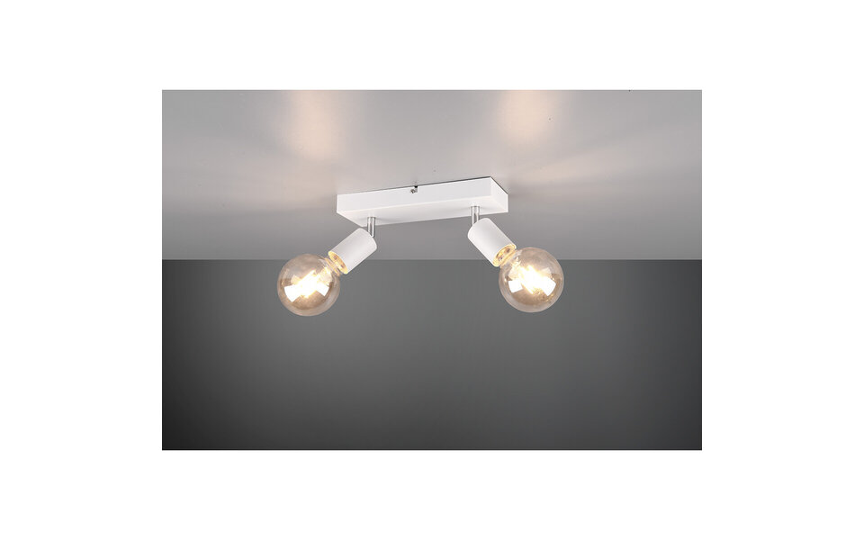 HLW LED LED Plafondspot - Trion Zuncka - E27 Fitting - 2-lichts - Rechthoek - Mat Wit - Aluminium