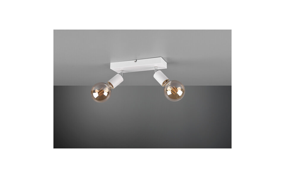 HLW LED LED Plafondspot - Trion Zuncka - E27 Fitting - 2-lichts - Rechthoek - Mat Wit - Aluminium