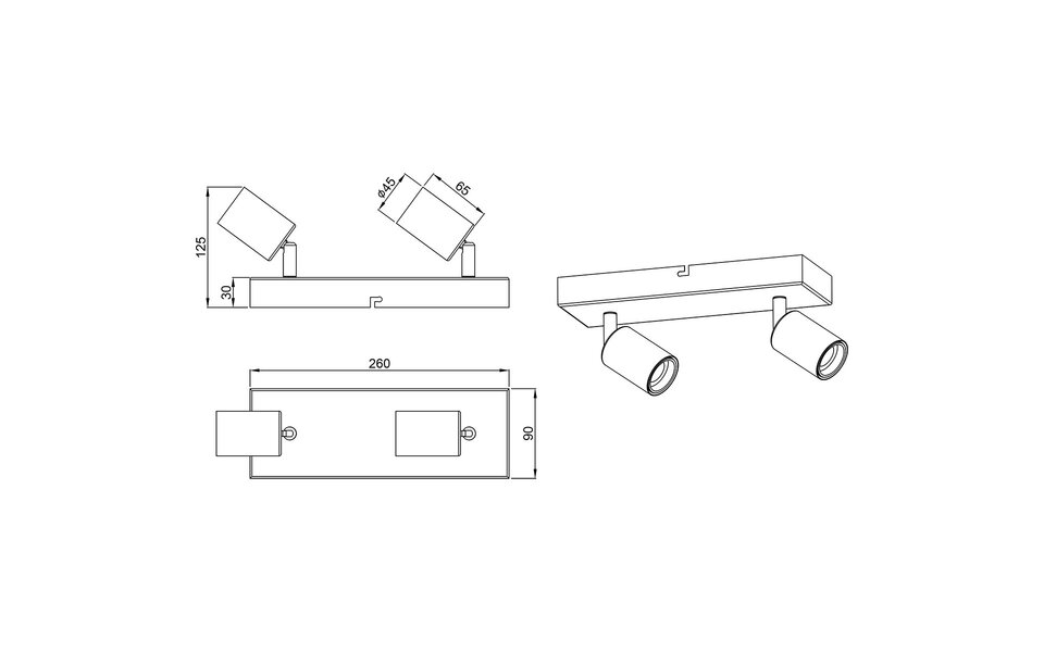 HLW LED LED Ceiling Spotlight - Trion Zuncka - E27 Fitting - 2-light - Rectangular - Matte White - Aluminum HLW LED LED Ceiling Spotlight - Trion Zuncka - E27 Fitting - 2-light - Rectangular - Matte White - Aluminum