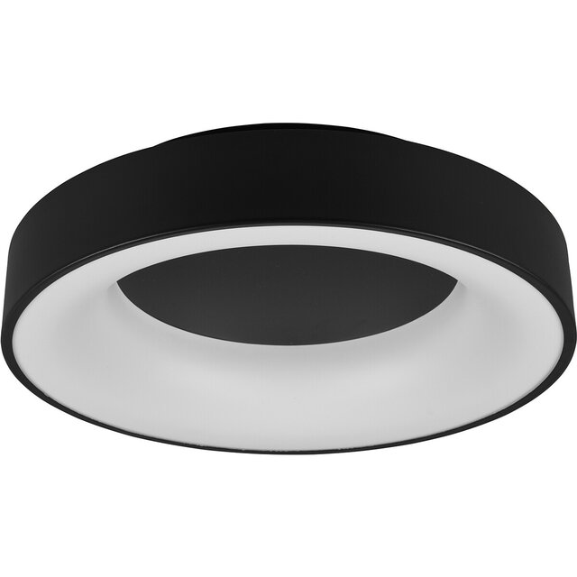 ronde mat zwarte LED plafondlamp 27W dimbaar met warm wit licht 3100 lumen 3000K