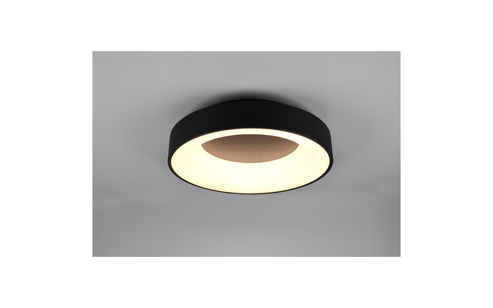 HLW LED LED Plafondlamp - Plafondverlichting - Trion Gurano - 27W - Warm Wit 3000K - Dimbaar - Rond - Mat Zwart - Aluminium