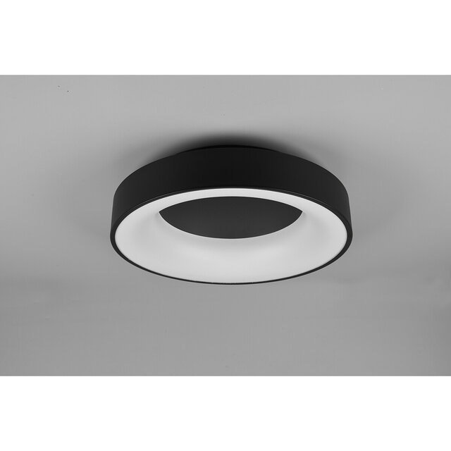 HLW LED LED Plafondlamp - Plafondverlichting - Trion Gurano - 27W - Warm Wit 3000K - Dimbaar - Rond - Mat Zwart - Aluminium
