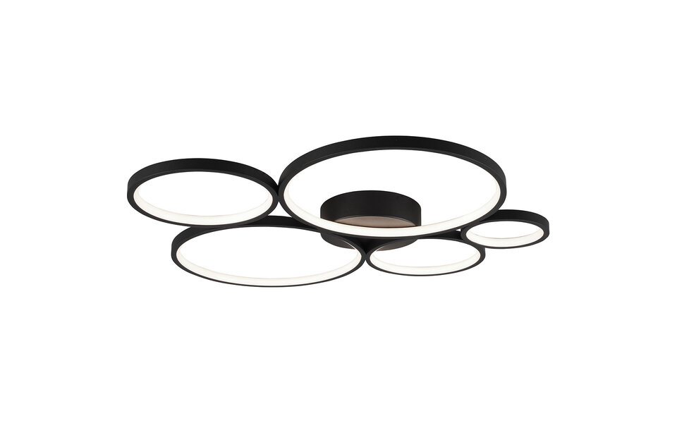 HLW LED LED Plafondlamp - Trion Rondy - 49W - Warm Wit 3000K - Dimbaar - Rond - Mat Zwart - Aluminium
