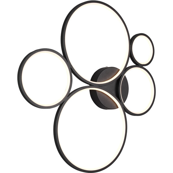 HLW LED LED Plafondlamp - Trion Rondy - 49W - Warm Wit 3000K - Dimbaar - Rond - Mat Zwart - Aluminium HLW LED LED Plafondlamp - Trion Rondy - 49W - Warm Wit 3000K - Dimbaar - Rond - Mat Zwart - Aluminium