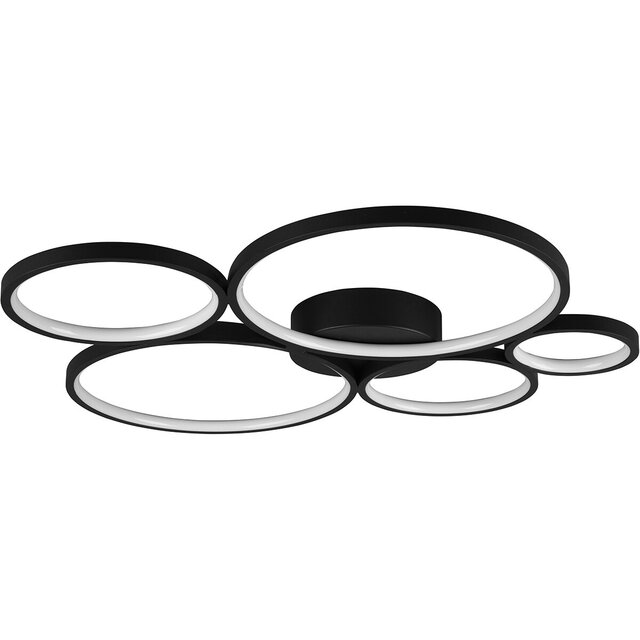 HLW LED LED Plafondlamp - Trion Rondy - 49W - Warm Wit 3000K - Dimbaar - Rond - Mat Zwart - Aluminium