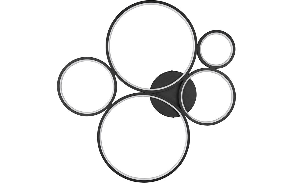 HLW LED LED Plafondlamp - Trion Rondy - 49W - Warm Wit 3000K - Dimbaar - Rond - Mat Zwart - Aluminium