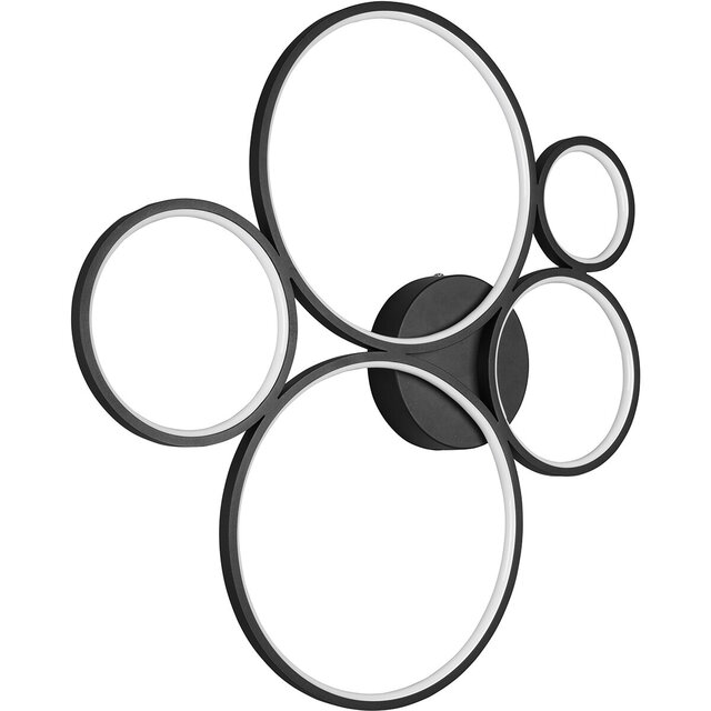 HLW LED LED Plafondlamp - Trion Rondy - 49W - Warm Wit 3000K - Dimbaar - Rond - Mat Zwart - Aluminium