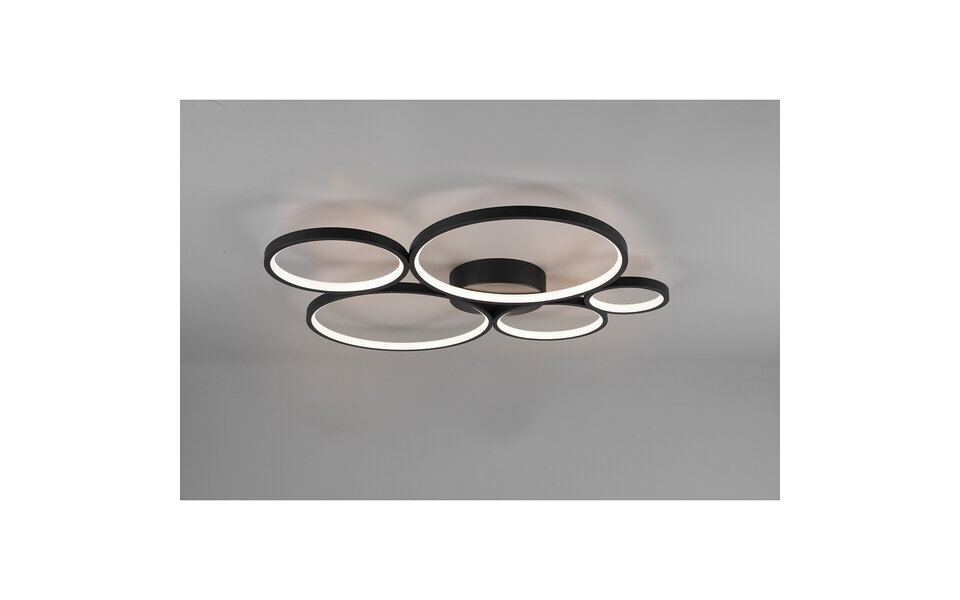 HLW LED LED Plafondlamp - Trion Rondy - 49W - Warm Wit 3000K - Dimbaar - Rond - Mat Zwart - Aluminium