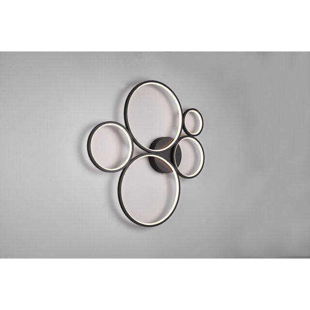 HLW LED LED Plafondlamp - Trion Rondy - 49W - Warm Wit 3000K - Dimbaar - Rond - Mat Zwart - Aluminium