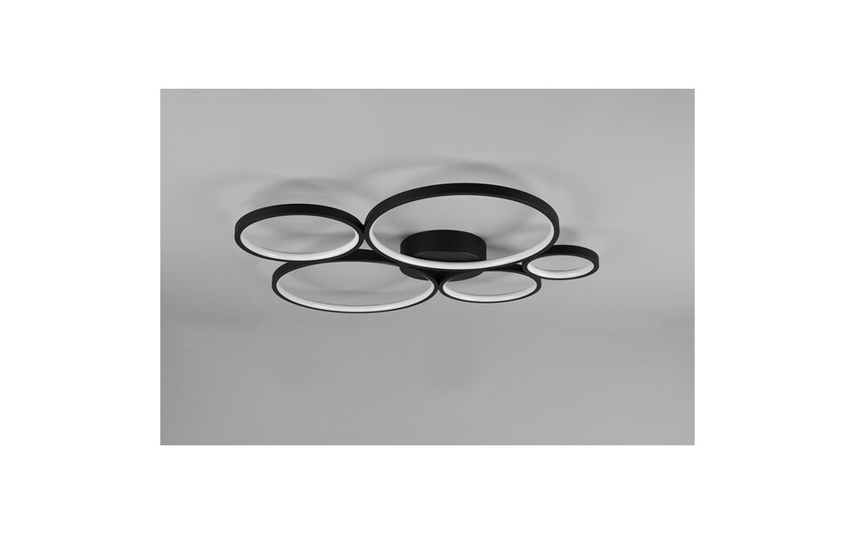 HLW LED LED Plafondlamp - Trion Rondy - 49W - Warm Wit 3000K - Dimbaar - Rond - Mat Zwart - Aluminium