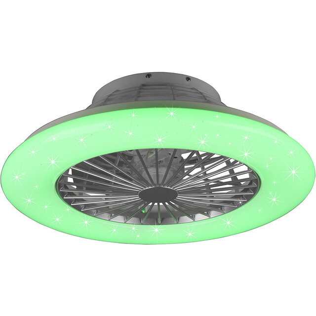 HLW LED LED Plafondlamp met Ventilator - Plafondventilator - Trion Romina - 39W - Aanpasbare Kleur - Afstandsbediening - RGBW - Dimbaar - Rond - Mat Titaan - Kunststof HLW LED LED Plafondlamp met Ventilator - Plafondventilator - Trion Romina - 39W - Aanpasbare Kleur - Afstandsbediening - RGBW - Dimbaar - Rond - Mat Titaan - Kunststof