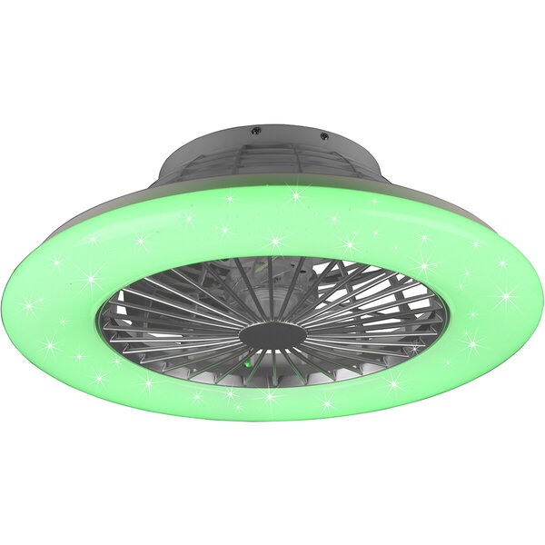HLW LED LED Plafondlamp met Ventilator - Plafondventilator - Trion Romina - 39W - Aanpasbare Kleur - Afstandsbediening - RGBW - Dimbaar - Rond - Mat Titaan - Kunststof HLW LED LED Plafondlamp met Ventilator - Plafondventilator - Trion Romina - 39W - Aanpasbare Kleur - Afstandsbediening - RGBW - Dimbaar - Rond - Mat Titaan - Kunststof