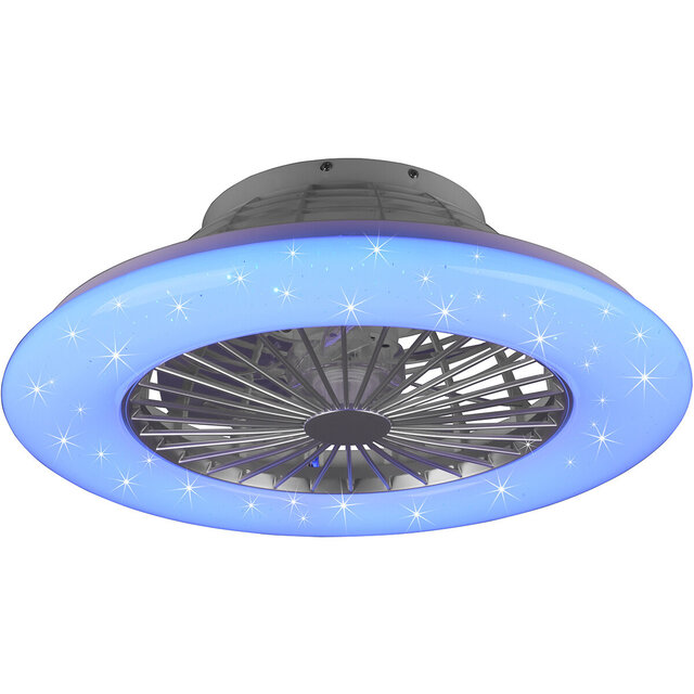 HLW LED LED Plafondlamp met Ventilator - Plafondventilator - Trion Romina - 39W - Aanpasbare Kleur - Afstandsbediening - RGBW - Dimbaar - Rond - Mat Titaan - Kunststof HLW LED LED Plafondlamp met Ventilator - Plafondventilator - Trion Romina - 39W - Aanpasbare Kleur - Afstandsbediening - RGBW - Dimbaar - Rond - Mat Titaan - Kunststof