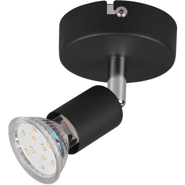 HLW LED LED Wandspot - Trion Pamo - GU10 Fitting - 1-lichts - Rond - Mat Zwart - Aluminium HLW LED LED Wandspot - Trion Pamo - GU10 Fitting - 1-lichts - Rond - Mat Zwart - Aluminium