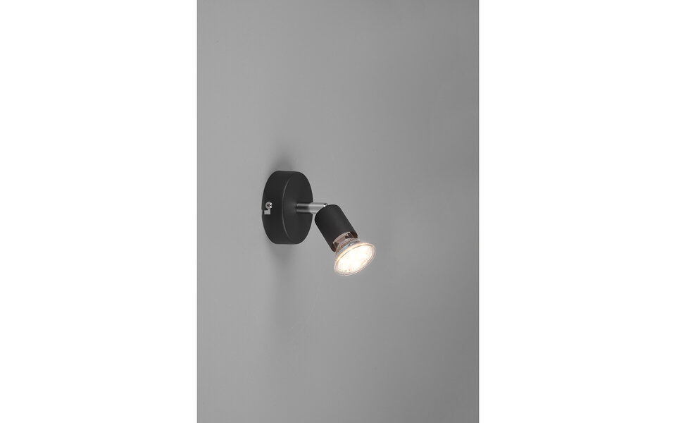 HLW LED LED Wandspot - Trion Pamo - GU10 Fitting - 1-lichts - Rond - Mat Zwart - Aluminium