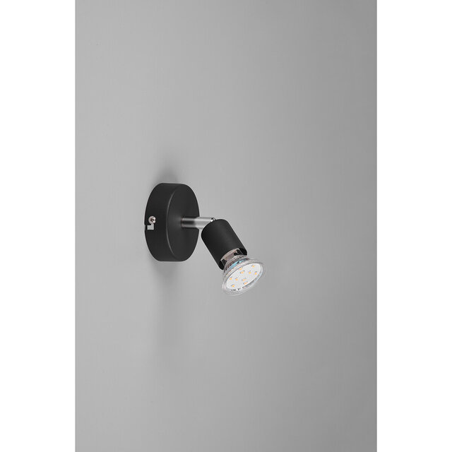 HLW LED LED Wall Spotlight - Trion Pamo - GU10 Fitting - 1-light - Round - Matte Black - Aluminum HLW LED LED Wall Spotlight - Trion Pamo - GU10 Fitting - 1-light - Round - Matte Black - Aluminum