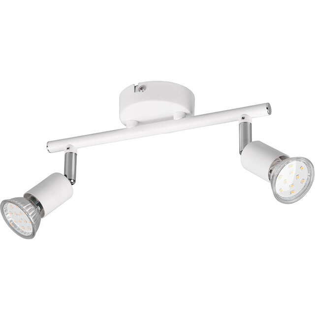 Mat witte Trion Pamo LED plafondspot met 2 lichtpunten en GU10 fitting tot 35W wit licht