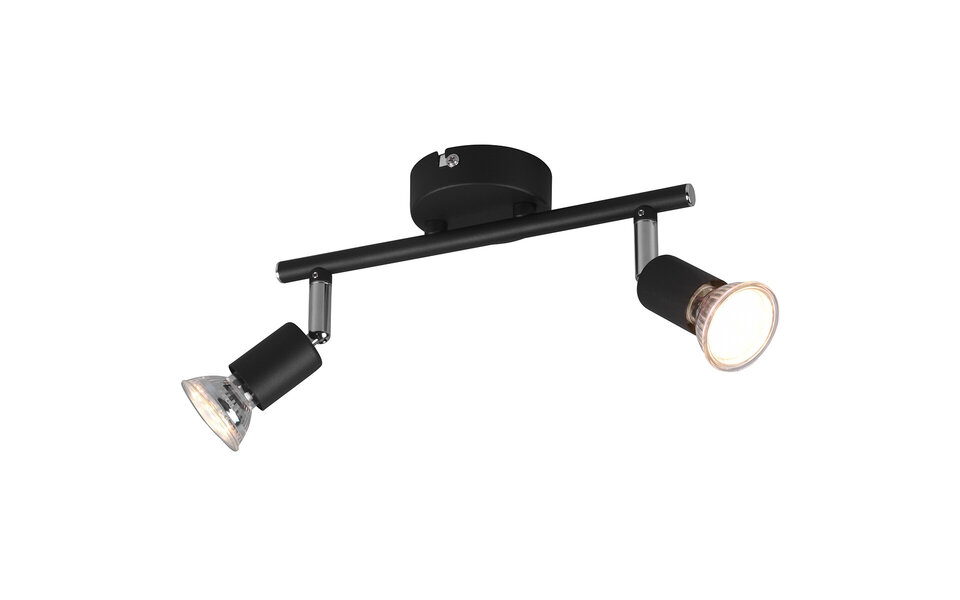 HLW LED LED Plafondspot - Trion Pamo - GU10 Fitting - 2-lichts - Rond - Mat Zwart - Aluminium HLW LED LED Plafondspot - Trion Pamo - GU10 Fitting - 2-lichts - Rond - Mat Zwart - Aluminium