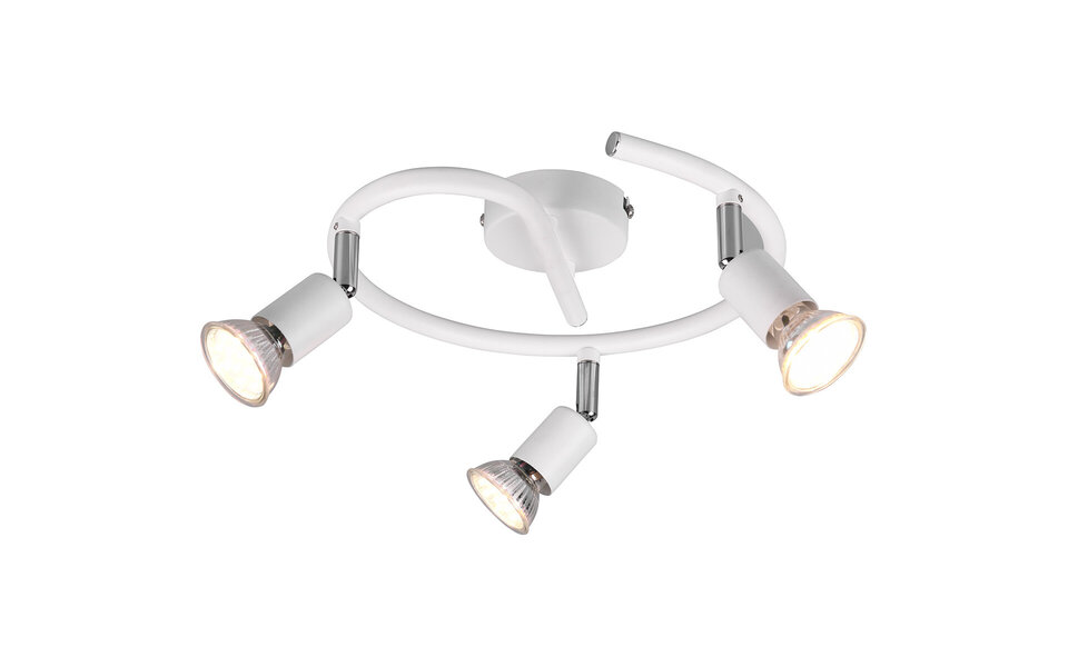 HLW LED LED Ceiling Spotlight - Trion Pamo - GU10 Fitting - 3-light - Round - Matte White - Aluminum