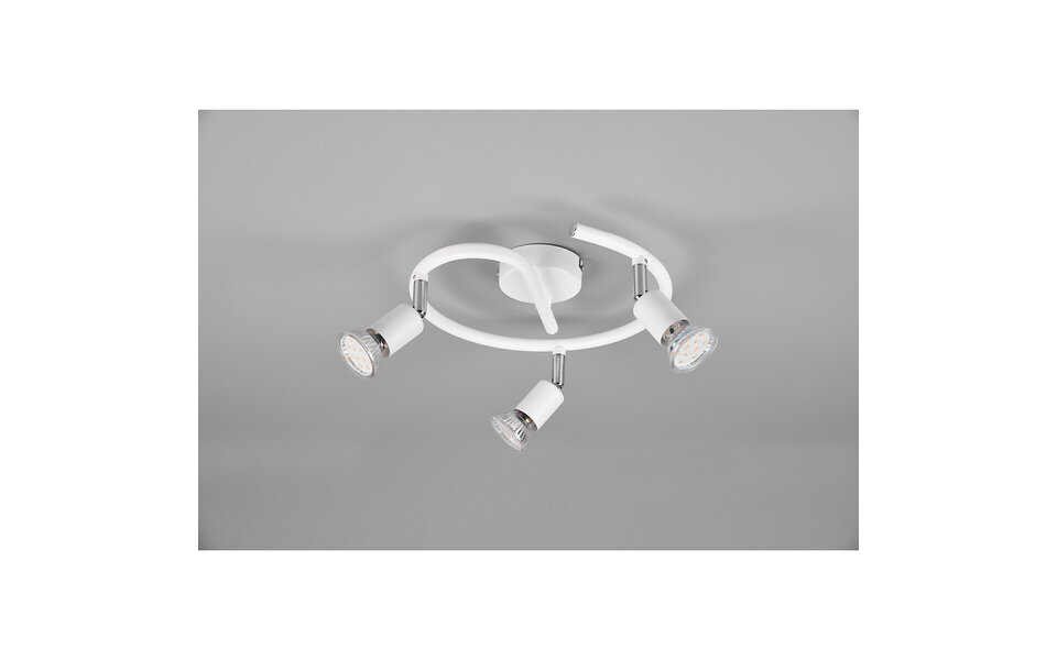 HLW LED LED Ceiling Spotlight - Trion Pamo - GU10 Fitting - 3-light - Round - Matte White - Aluminum