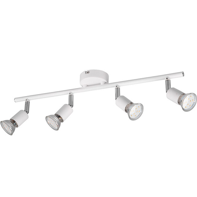 Matwitte LED plafondspot met 4 GU10 fittingen, 500mm breed, geschikt tot 35W wit licht
