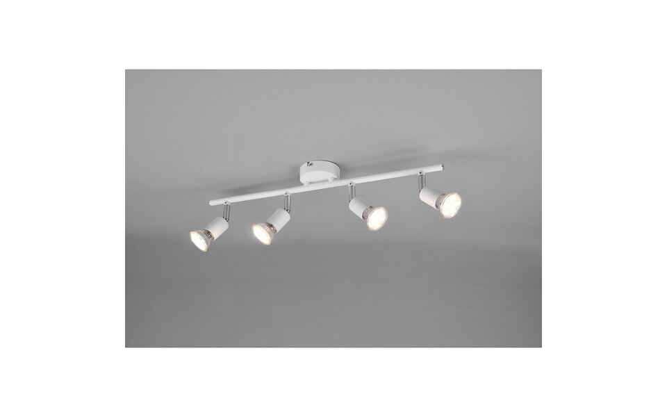 HLW LED LED Ceiling Spotlight - Trion Pamo - GU10 Fitting - 4-light - Round - Matte White - Aluminum