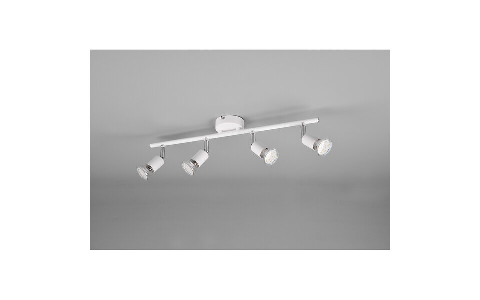 HLW LED LED Ceiling Spotlight - Trion Pamo - GU10 Fitting - 4-light - Round - Matte White - Aluminum