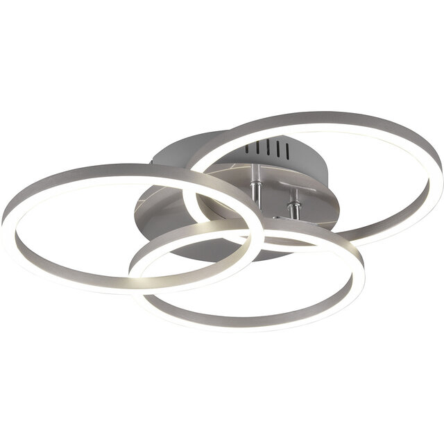 HLW LED LED Plafondlamp - Plafondverlichting - Trion Corcol - 27W - Aanpasbare Kleur - Rond - Mat Nikkel - Aluminium