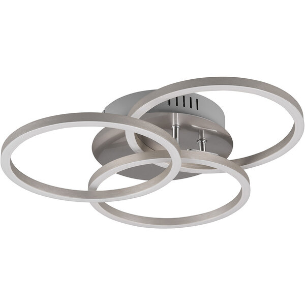 HLW LED LED Plafondlamp - Plafondverlichting - Trion Corcol - 27W - Aanpasbare Kleur - Rond - Mat Nikkel - Aluminium