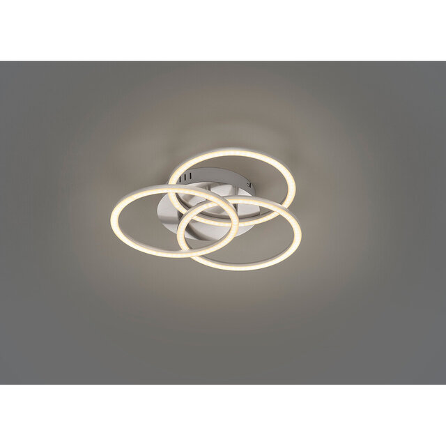 HLW LED LED Plafondlamp - Plafondverlichting - Trion Corcol - 27W - Aanpasbare Kleur - Rond - Mat Nikkel - Aluminium