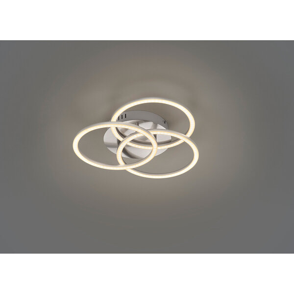 HLW LED LED Plafondlamp - Plafondverlichting - Trion Corcol - 27W - Aanpasbare Kleur - Rond - Mat Nikkel - Aluminium