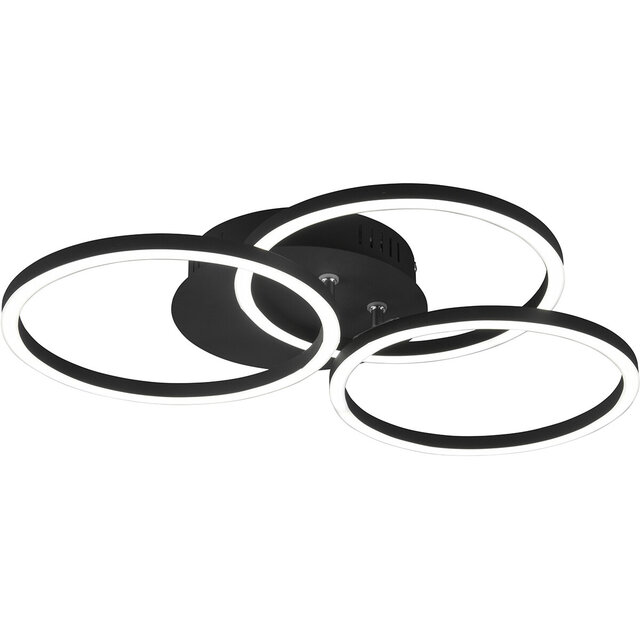 HLW LED LED Plafondlamp - Plafondverlichting - Trion Corcol - 27W - Aanpasbare Kleur - Rond - Mat Zwart - Aluminium
