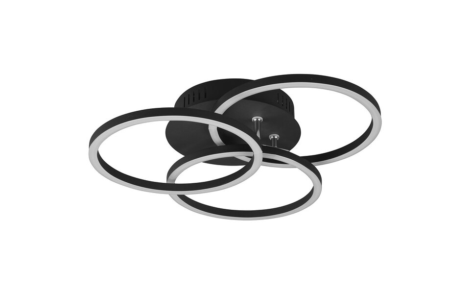 HLW LED LED Plafondlamp - Plafondverlichting - Trion Corcol - 27W - Aanpasbare Kleur - Rond - Mat Zwart - Aluminium