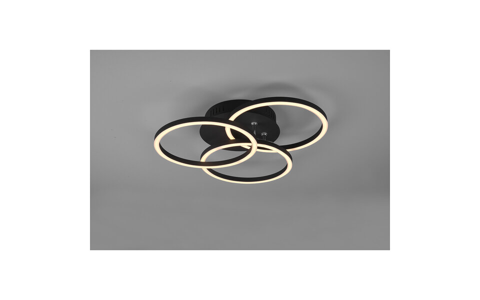 HLW LED LED Plafondlamp - Plafondverlichting - Trion Corcol - 27W - Aanpasbare Kleur - Rond - Mat Zwart - Aluminium