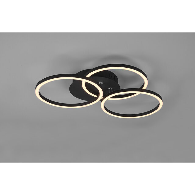 HLW LED LED Plafondlamp - Plafondverlichting - Trion Corcol - 27W - Aanpasbare Kleur - Rond - Mat Zwart - Aluminium