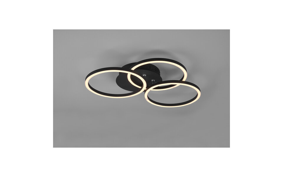 HLW LED LED Plafondlamp - Plafondverlichting - Trion Corcol - 27W - Aanpasbare Kleur - Rond - Mat Zwart - Aluminium