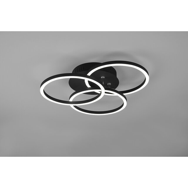 HLW LED LED Plafondlamp - Plafondverlichting - Trion Corcol - 27W - Aanpasbare Kleur - Rond - Mat Zwart - Aluminium