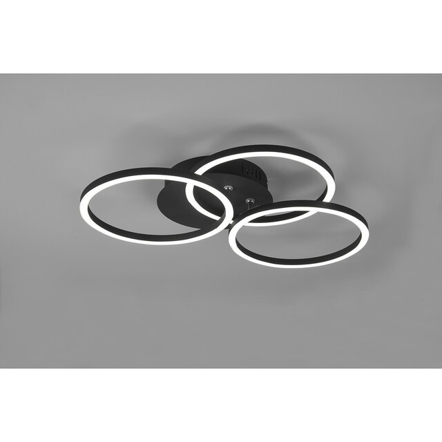 HLW LED LED Plafondlamp - Plafondverlichting - Trion Corcol - 27W - Aanpasbare Kleur - Rond - Mat Zwart - Aluminium