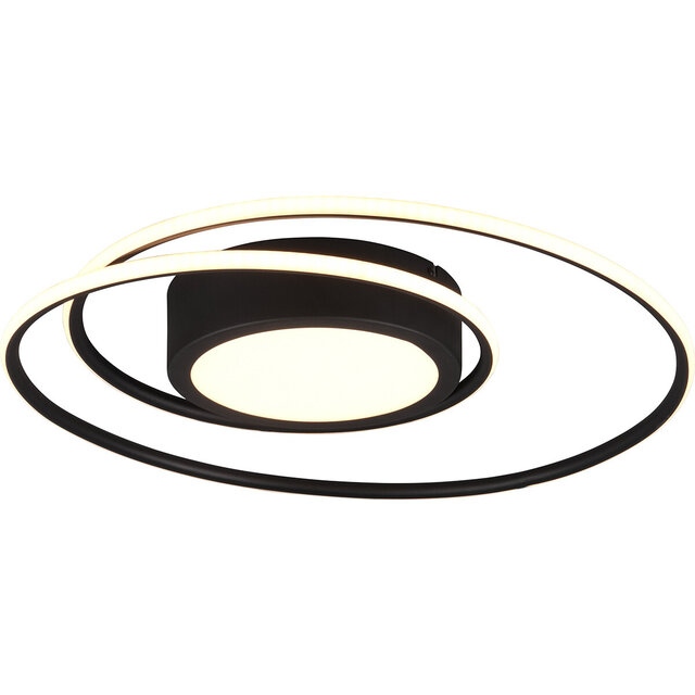 Trion Yivon LED plafondlamp mat zwart 56W dimbaar 6800lm Verlichting per ruimte