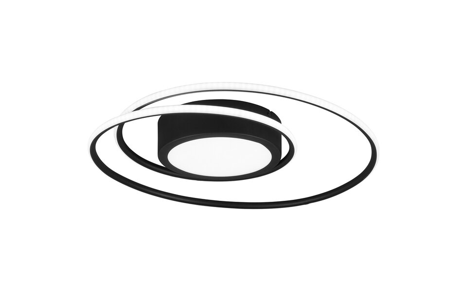 HLW LED LED Plafondlamp - Plafondverlichting - Trion Yivon - 56W - Aanpasbare Kleur - Afstandsbediening - Dimbaar - Rond - Mat Zwart - Aluminium