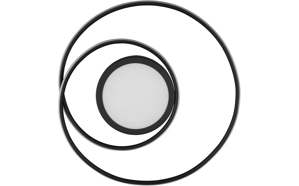 HLW LED LED Plafondlamp - Plafondverlichting - Trion Yivon - 56W - Aanpasbare Kleur - Afstandsbediening - Dimbaar - Rond - Mat Zwart - Aluminium