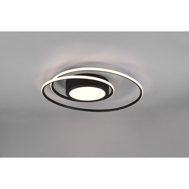 HLW LED LED Ceiling Light - Ceiling Lighting - Trion Yivon - 56W - Adjustable Color - Remote Control - Dimmable - Round - Matte Black - Aluminum