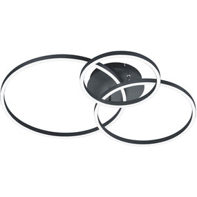 Trion Winton LED plafondlamp mat zwart 3200 lm dimbaar Trion Winton LED plafondlamp mat zwart 3200 lm dimbaar