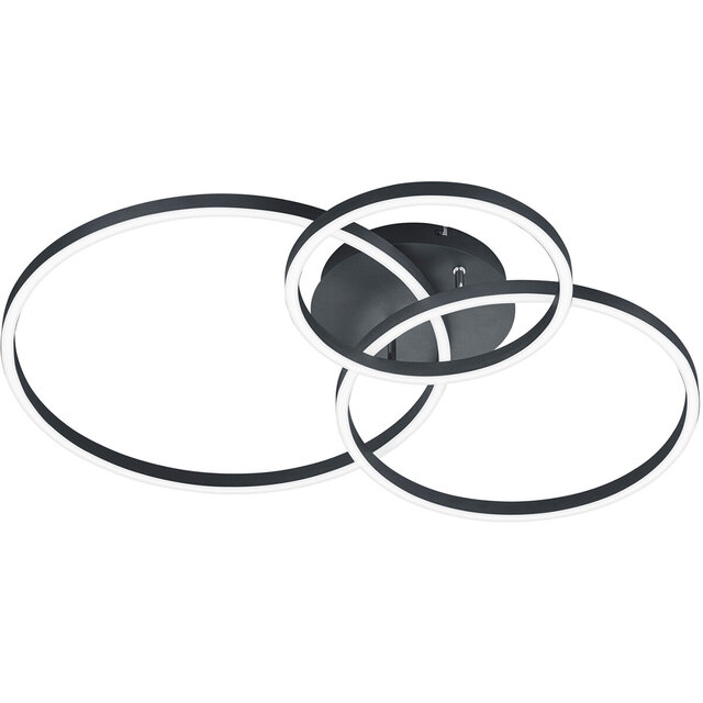 Trion Winton LED plafondlamp mat zwart 3200 lm dimbaar Verlichting per ruimte