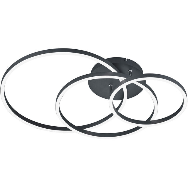 HLW LED LED Ceiling Lamp - Ceiling Lighting - Trion Winton - 28W + 10W - Adjustable Color - Dimmable - Round - Matte Black - Aluminum