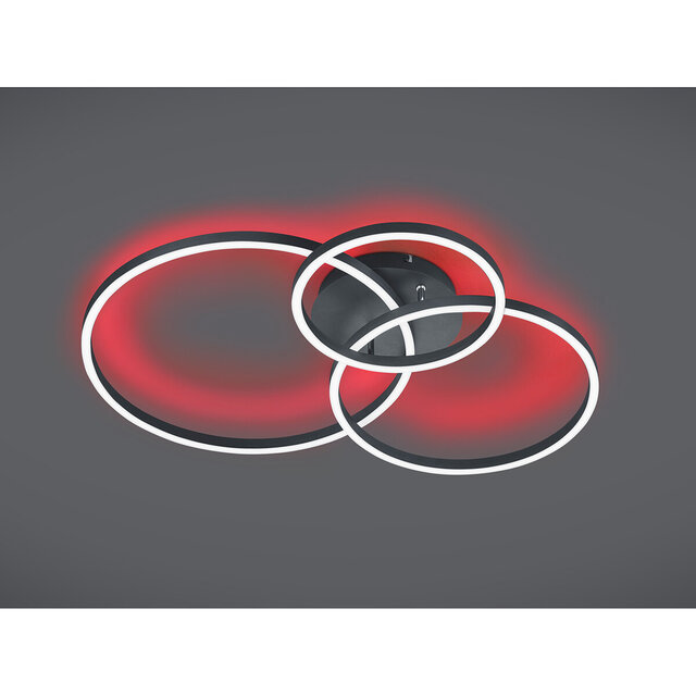 HLW LED LED Plafondlamp - Plafondverlichting - Trion Winton - 28W + 10W - Aanpasbare Kleur - Dimbaar - Rond - Mat Zwart - Aluminium