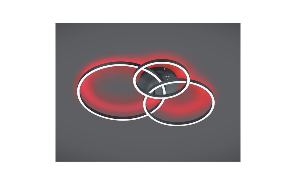 HLW LED LED Ceiling Lamp - Ceiling Lighting - Trion Winton - 28W + 10W - Adjustable Color - Dimmable - Round - Matte Black - Aluminum