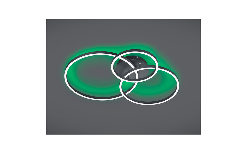 HLW LED LED Ceiling Lamp - Ceiling Lighting - Trion Winton - 28W + 10W - Adjustable Color - Dimmable - Round - Matte Black - Aluminum